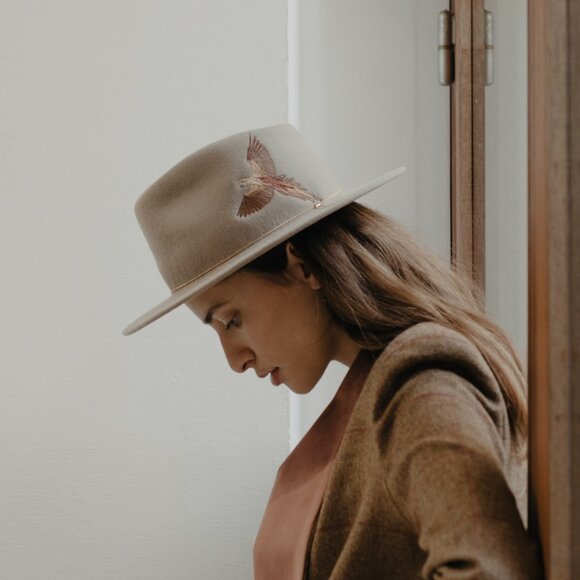 Van Palma Dakota Embroidered Bird Wool Hat with Draped Chain - Made in France main image 7